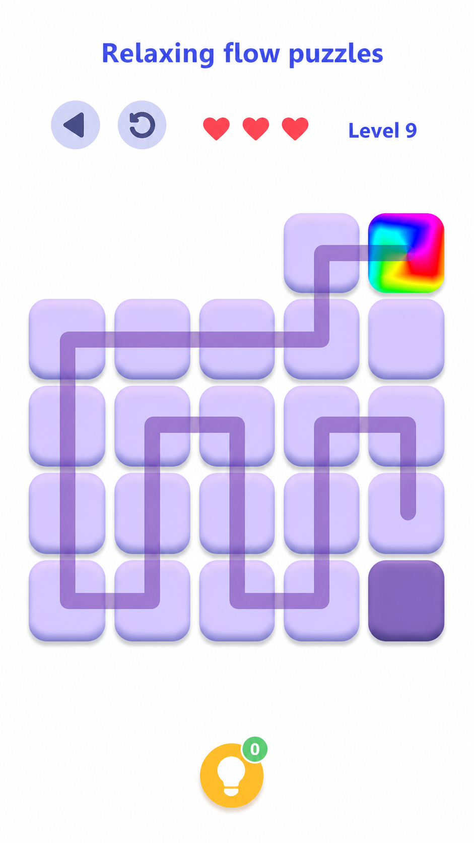 LineFlow gameplay screen with a connected path puzzle