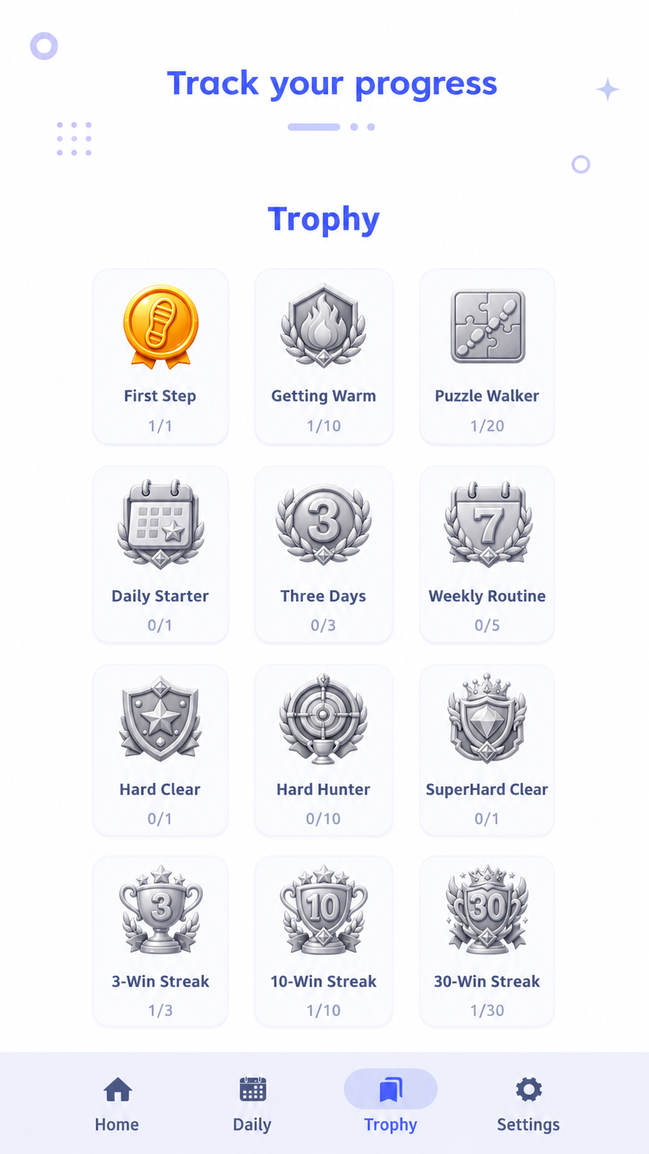 LineFlow trophy achievement screen